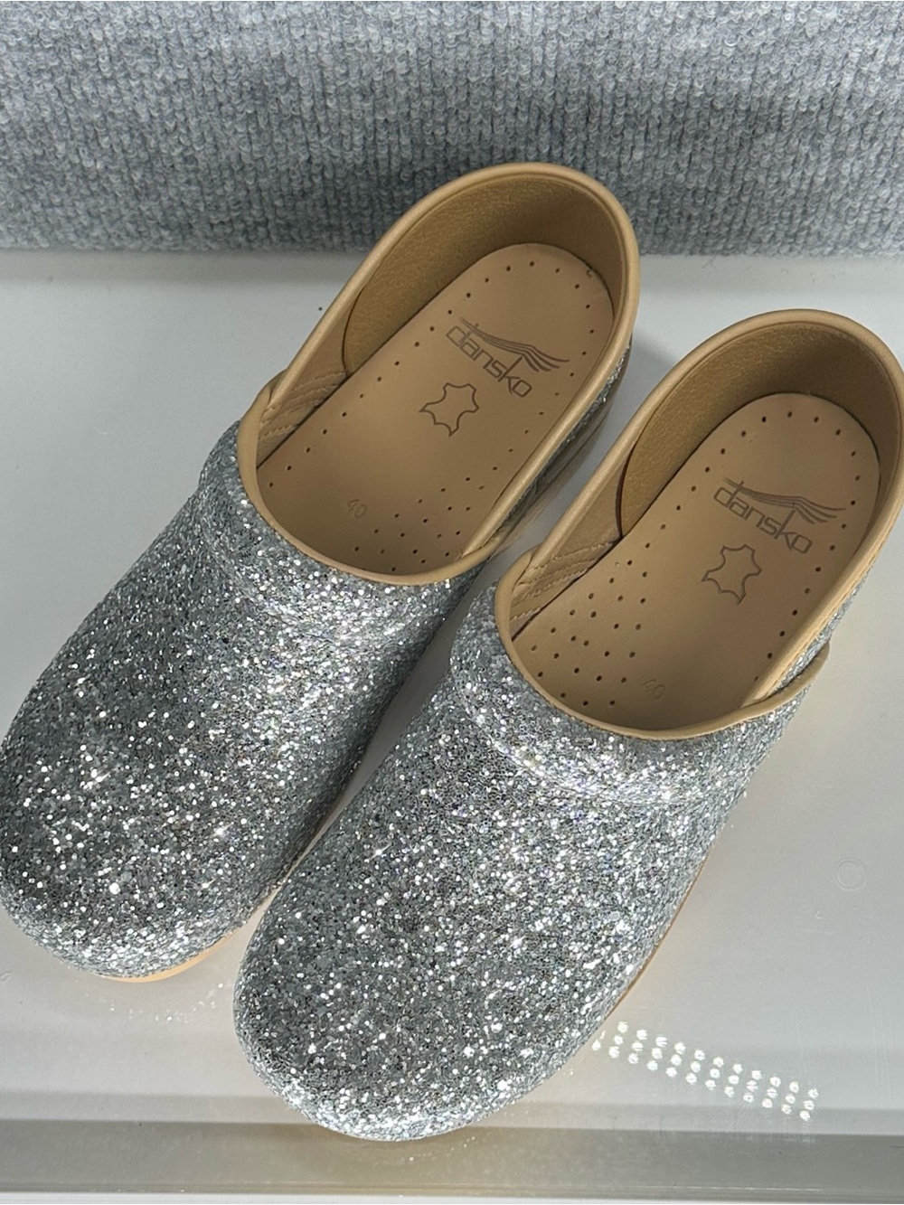 Dansko XP 2.0 Glitter Clogs Silver